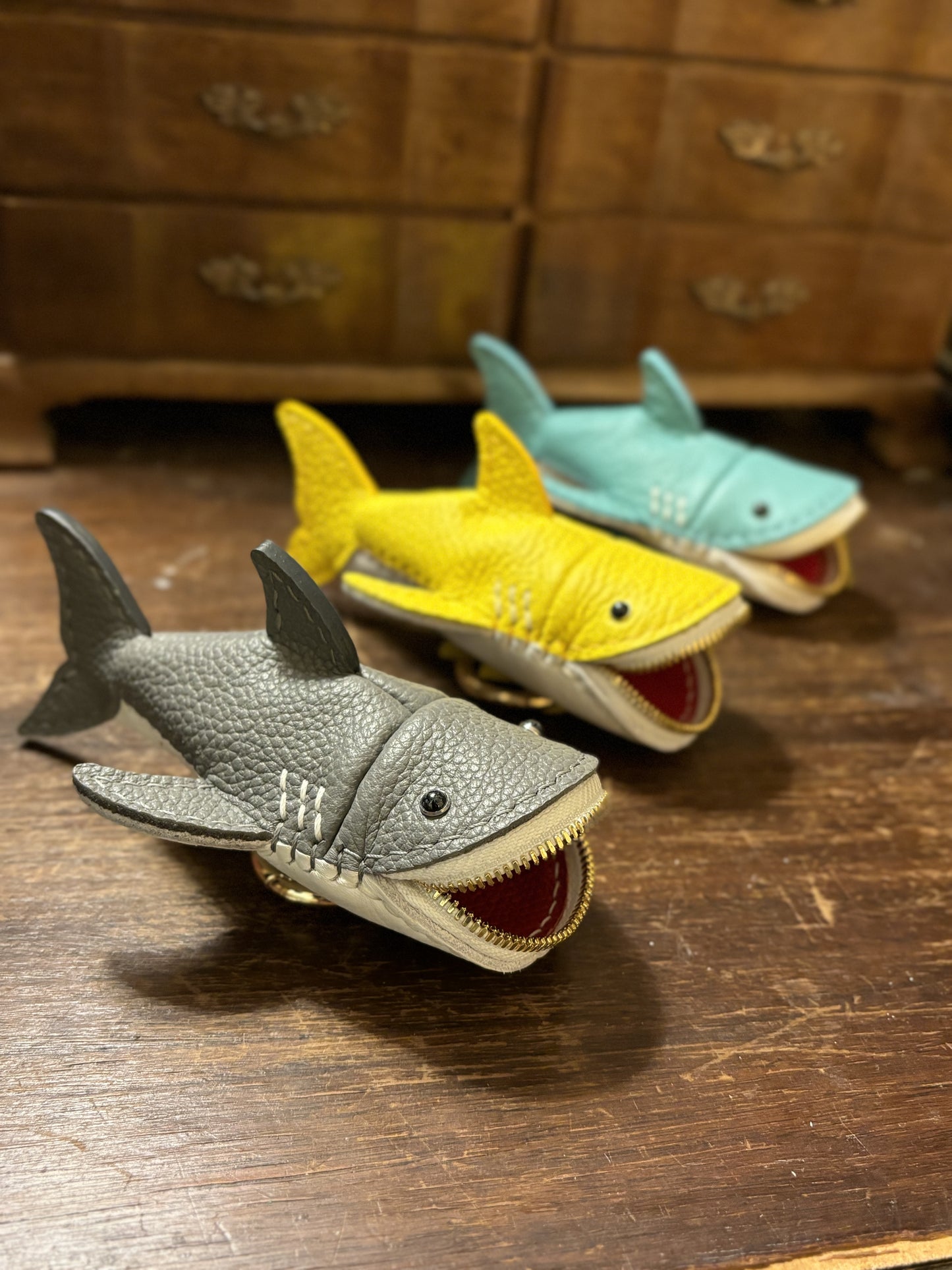 Handmade Leather Shark Coin Purse | Made-to-order 4-8 weeks lead time to ship from Canada
