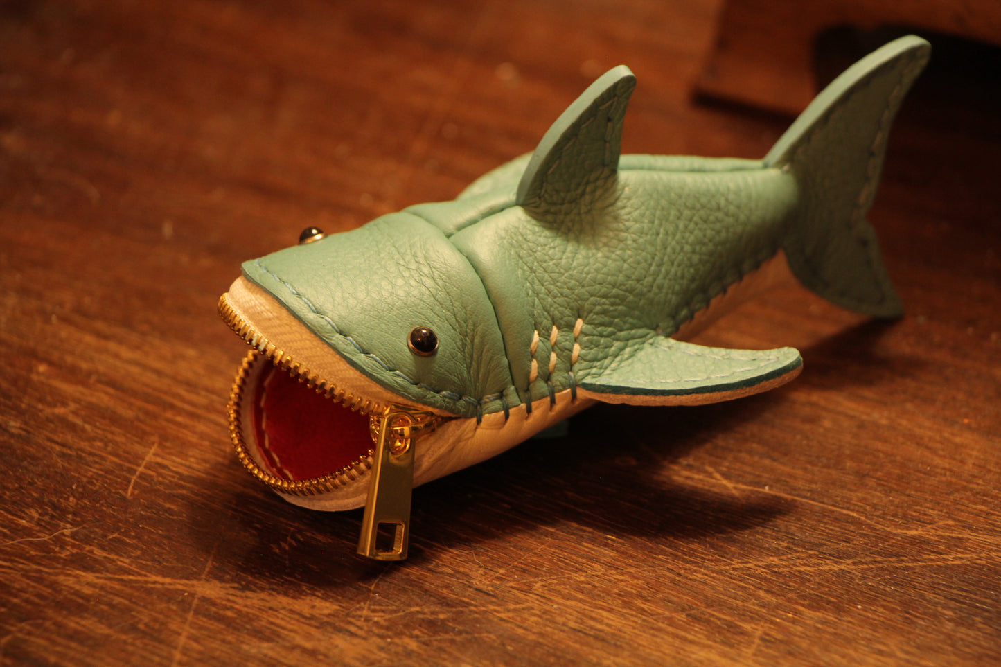 Handmade Leather Shark Coin Purse | Made-to-order 4-8 weeks lead time to ship from Canada