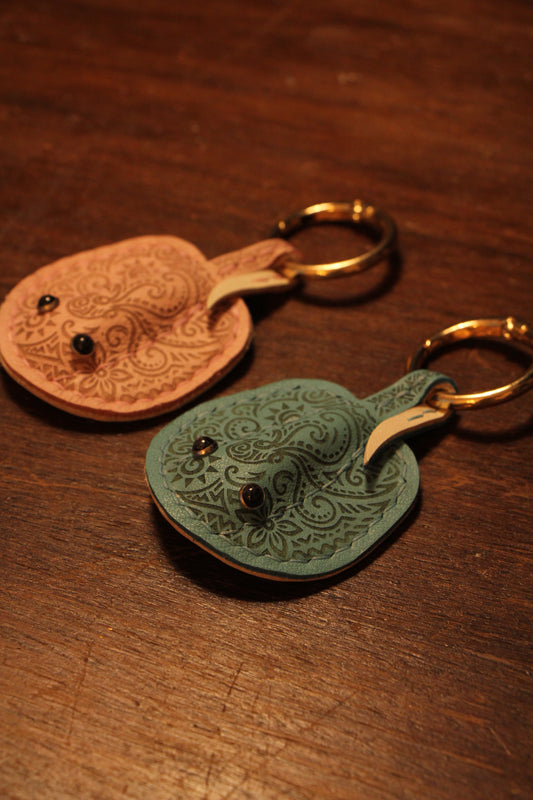 Handmade Tattooed Stingray Sea Pancake Airtag Holder /Magnetic Keychain | Made-to-order 4 to 6 weeks lead time to ship from Canada