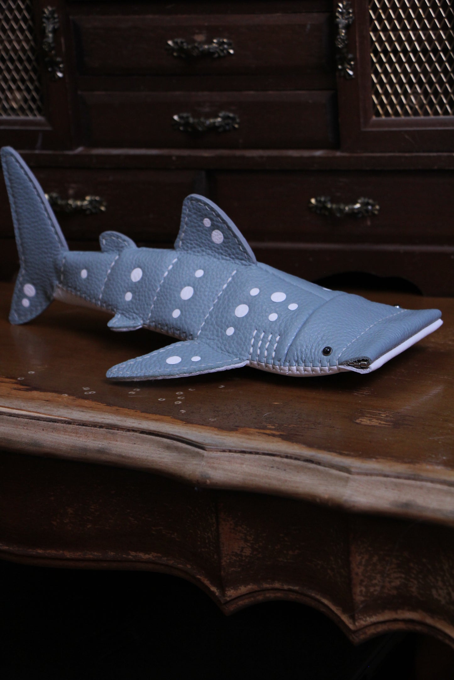 May not arrive before Christmas. Contact us for special requests | Handmade Leather Whale Shark Pencil Case / Crossbody Bag | Made-to-order 4-7 weeks lead time to ship from Canada