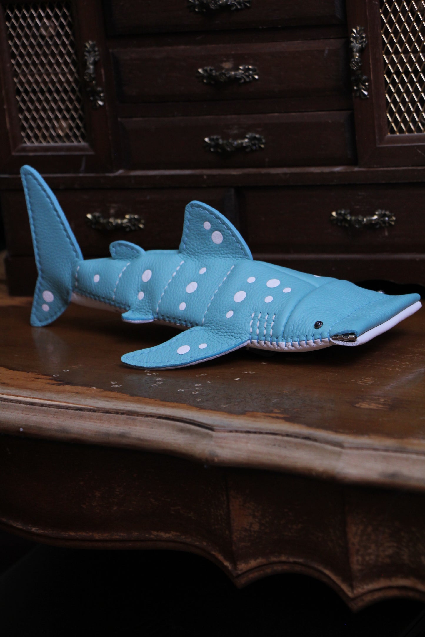 Handmade Leather Whale Shark Pencil Case / Crossbody Bag | Made-to-order 4-8 weeks lead time to ship from Canada