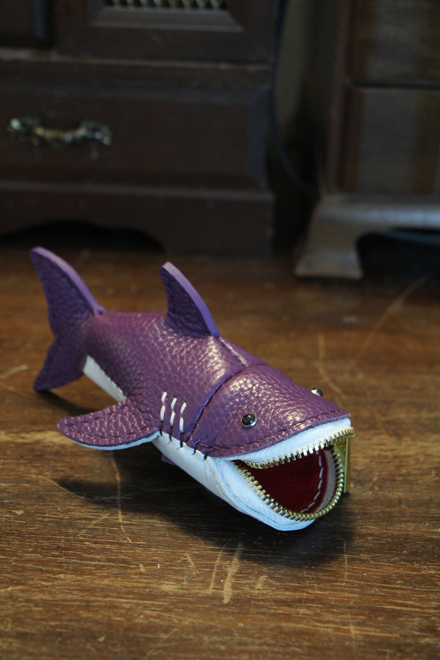 Handmade Leather Shark Coin Purse | Made-to-order 4-6 weeks lead time to ship from Canada
