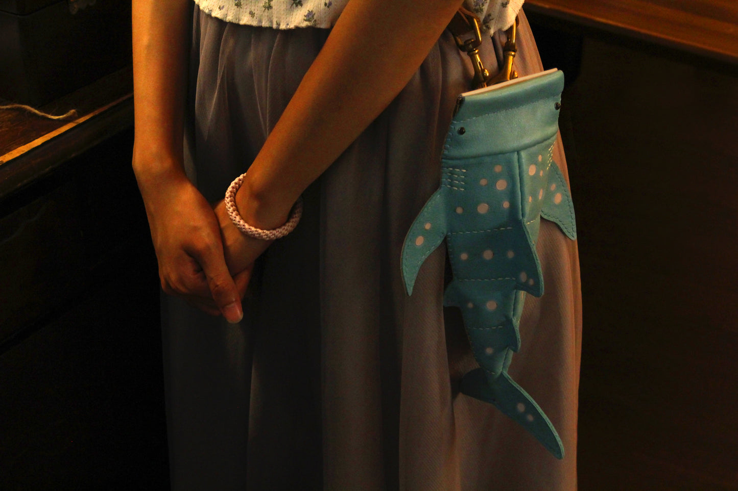 Handmade Leather Whale Shark Pencil Case / Crossbody Bag | Made-to-order 4-6 weeks lead time to ship from Canada