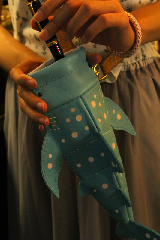 Handmade Leather Whale Shark Pencil Case / Crossbody Bag | Made-to-order 4-6 weeks lead time to ship from Canada