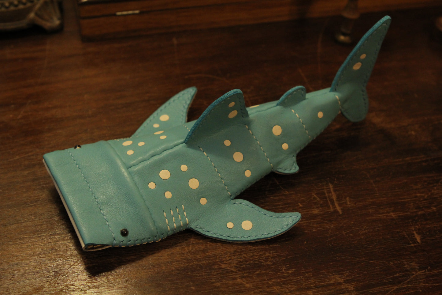 Handmade Leather Whale Shark Pencil Case / Crossbody Bag | Made-to-order 4-6 weeks lead time to ship from Canada
