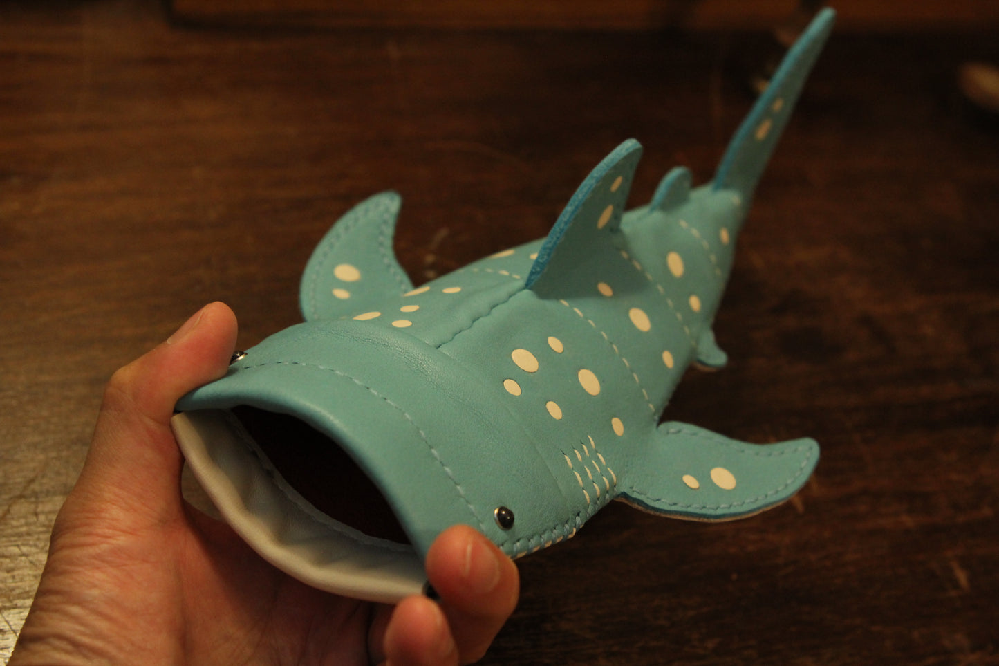 Handmade Leather Whale Shark Pencil Case / Crossbody Bag | Made-to-order 4-6 weeks lead time to ship from Canada
