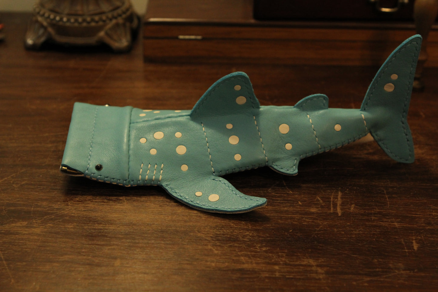 Handmade Leather Whale Shark Pencil Case / Crossbody Bag | Made-to-order 4-6 weeks lead time to ship from Canada