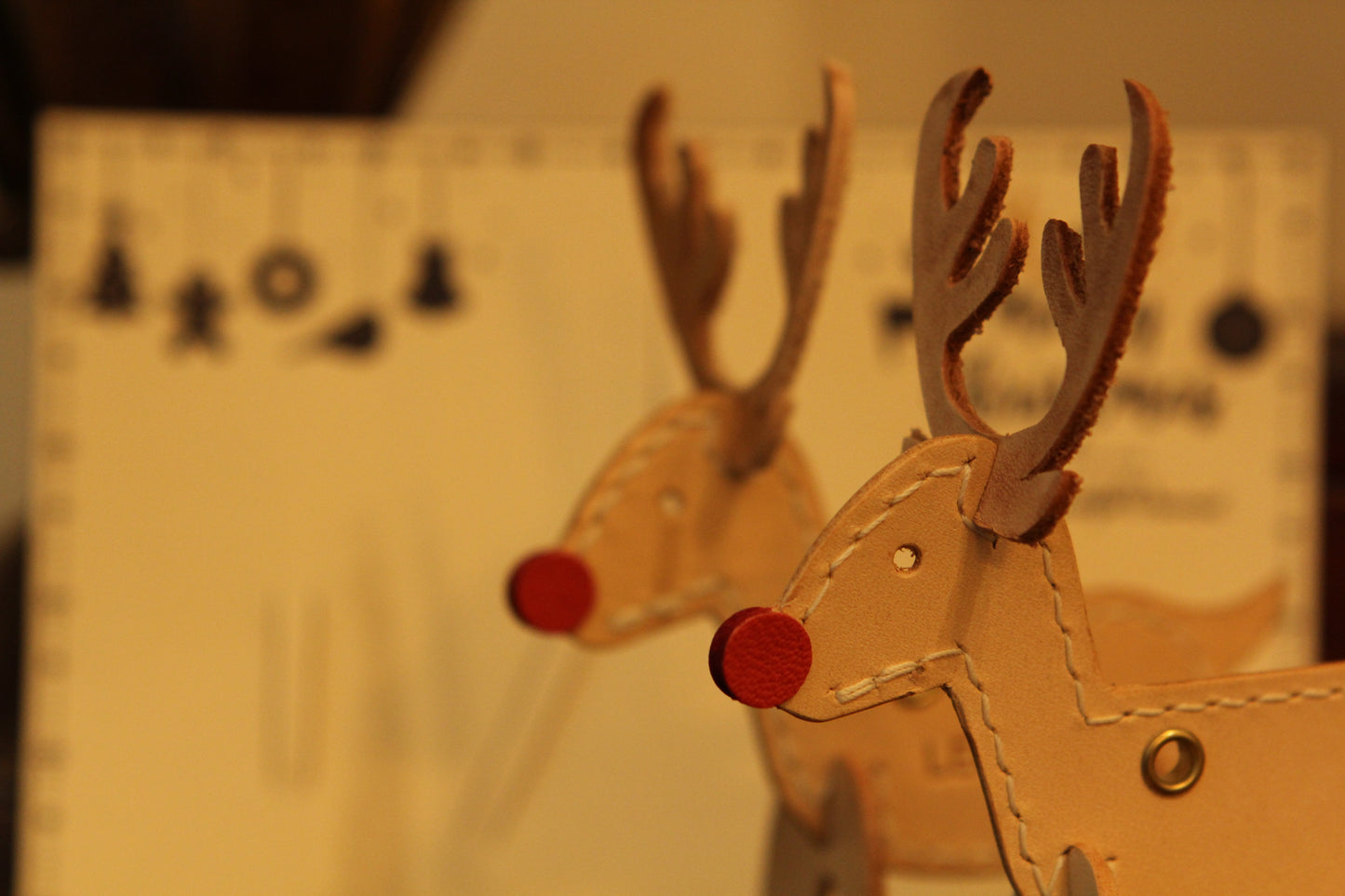 Handmade Leather Rudolph Ornament | Made-to-Order ship from Canada 4 to 5 weeks lead time