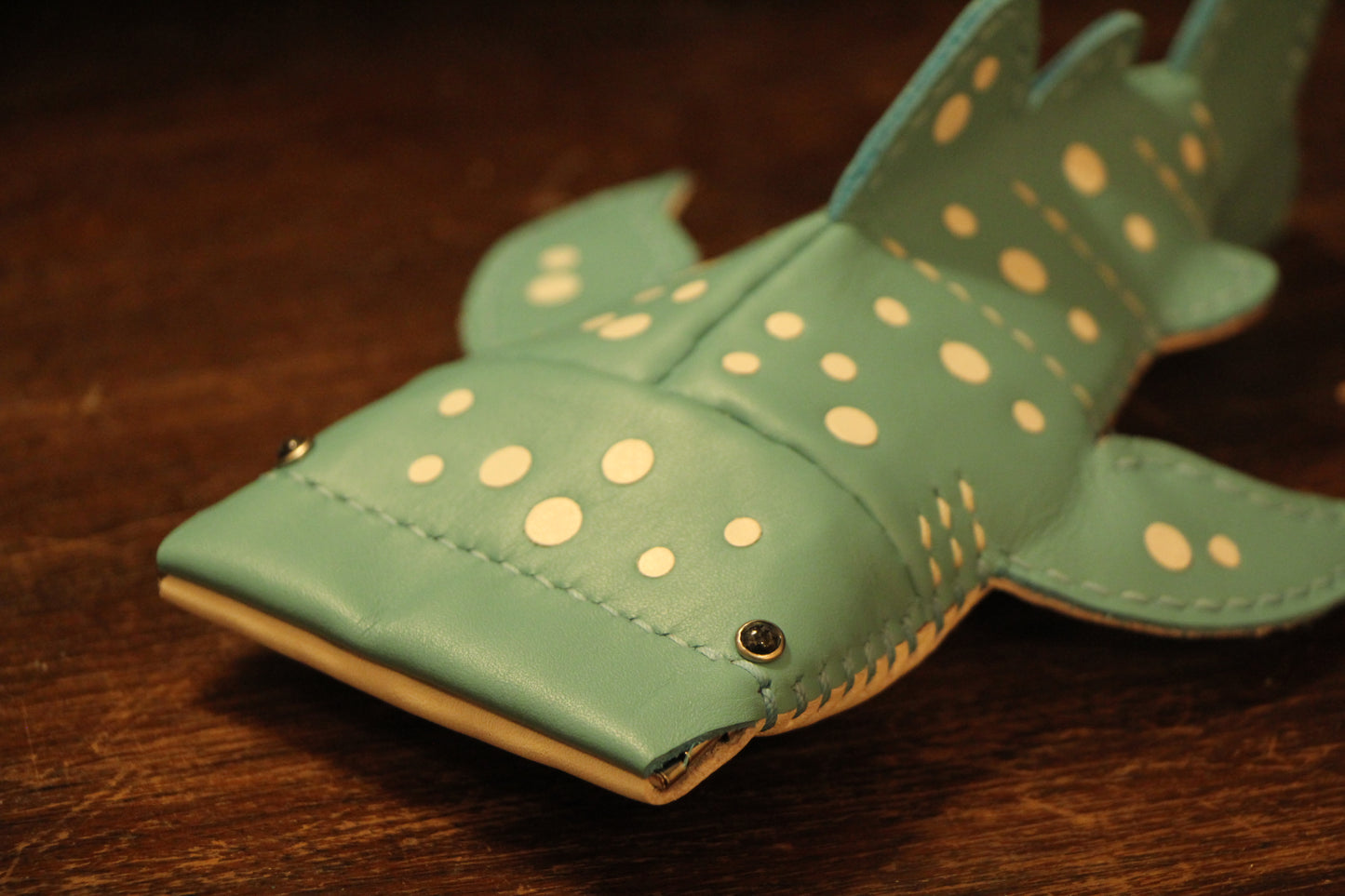 Handmade Leather JUNIOR Whale Shark Key Pouch / Card Holder | Made-to-order 4-6 weeks lead time to ship from Canada