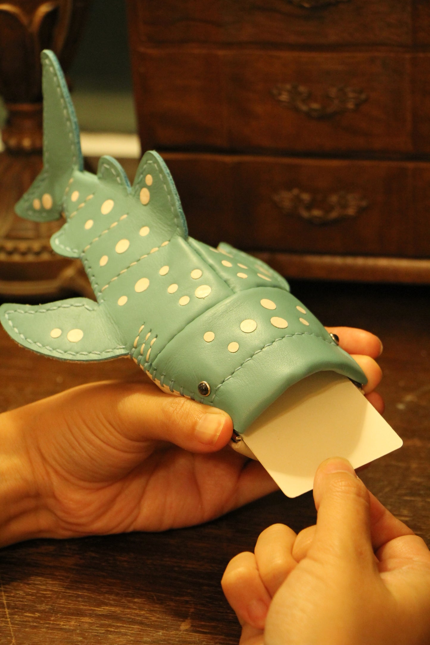 Handmade Leather JUNIOR Whale Shark Key Pouch / Card Holder | Made-to-order 4-6 weeks lead time to ship from Canada