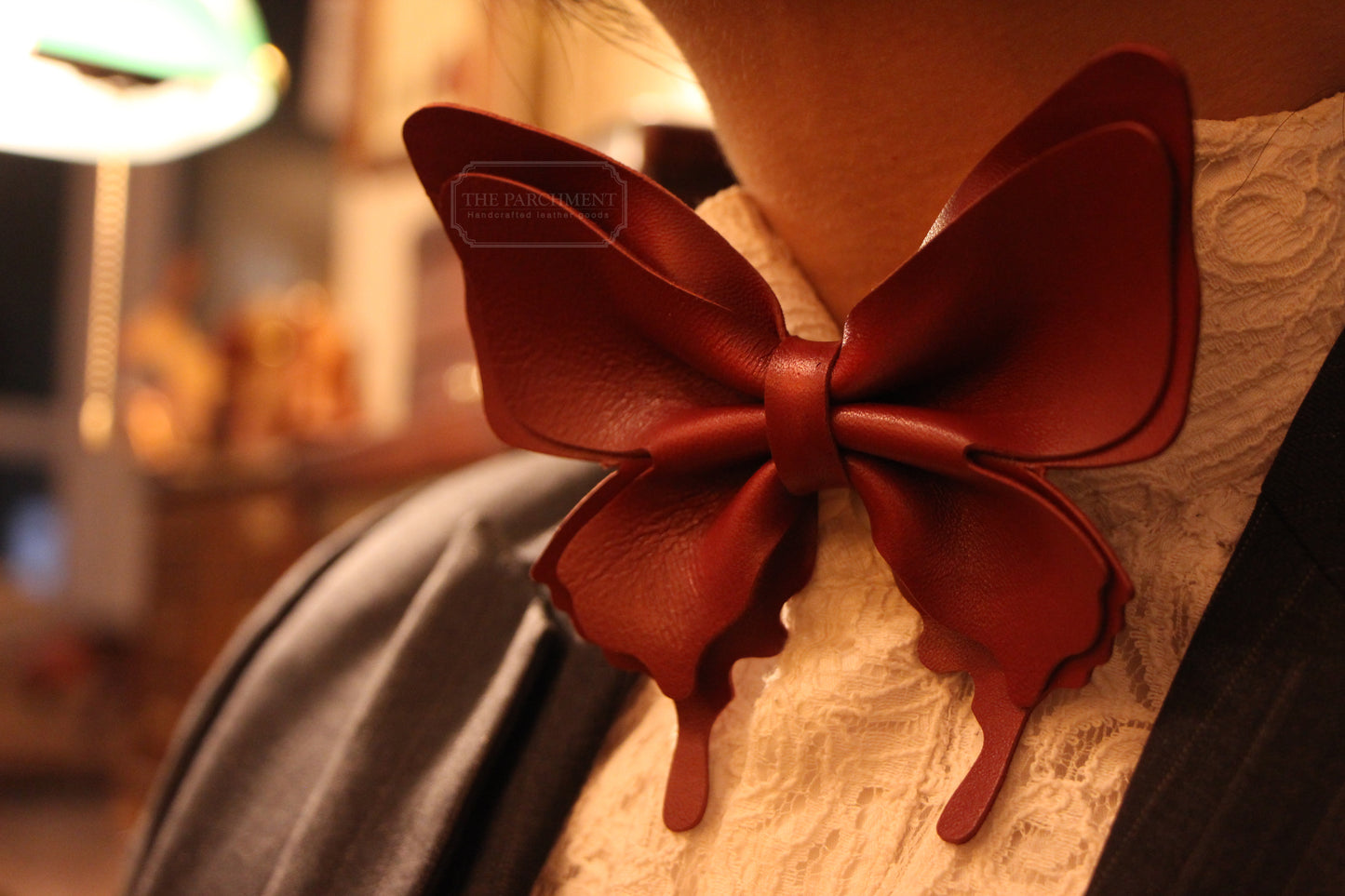 Free shipping to US & Canada Customized Color Handmade Leather Monarch Butterfly Bow | Made-to-Order 3 weeks lead time to ship