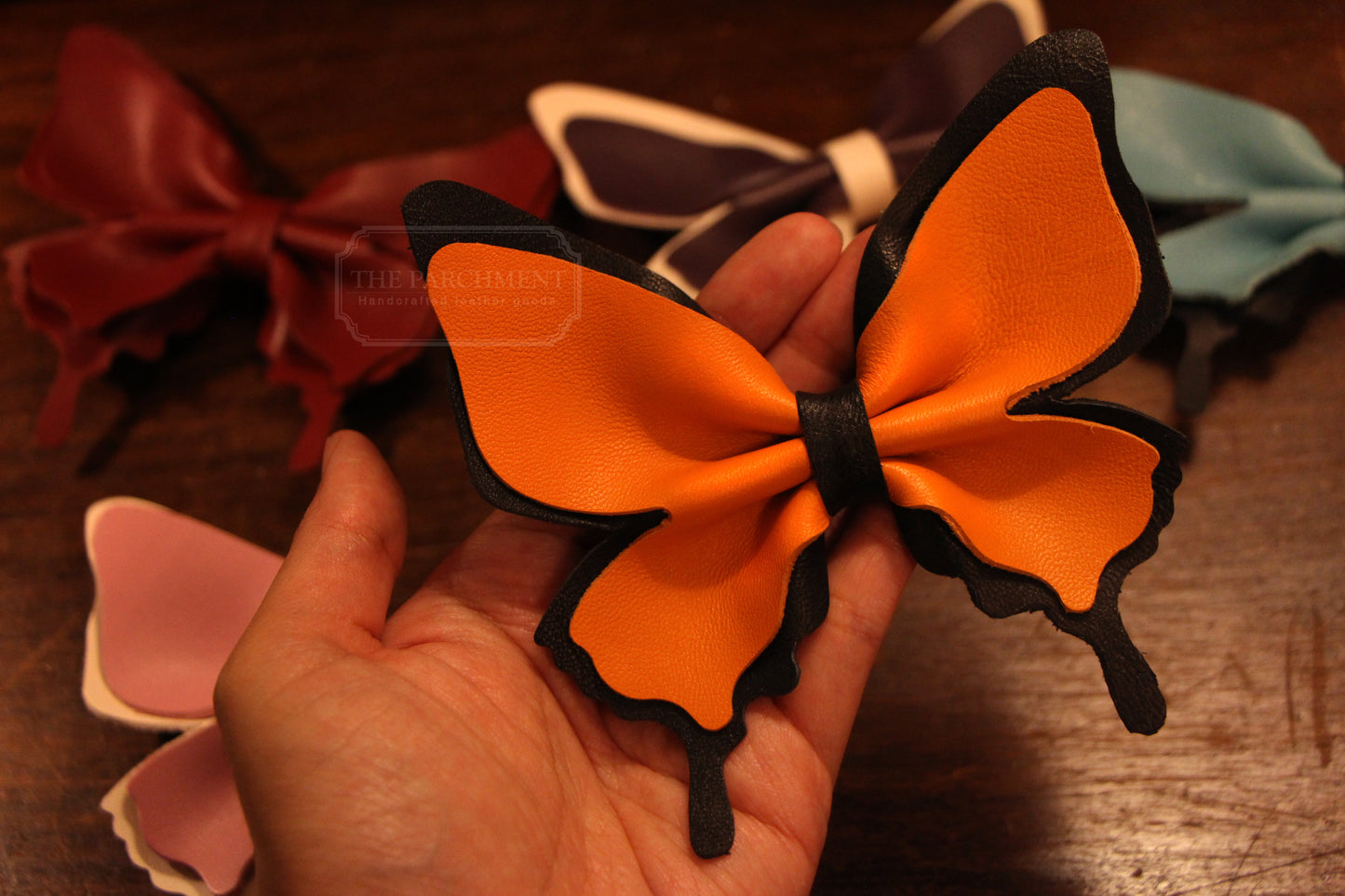 Free shipping to US & Canada Customized Color Handmade Leather Monarch Butterfly Bow | Made-to-Order 3 weeks lead time to ship