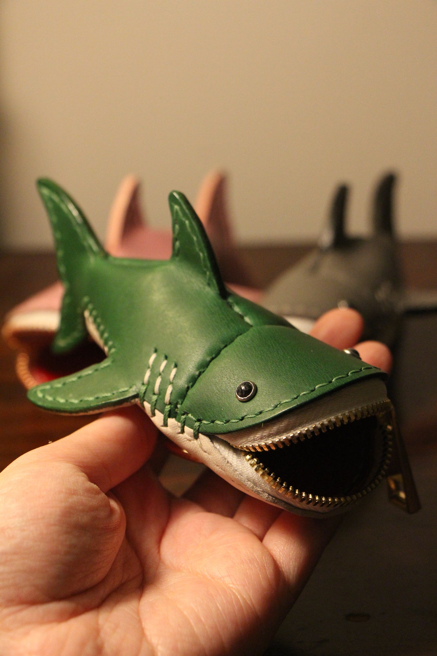 Handmade Leather Shark Coin Purse | Made-to-order 4-6 weeks lead time to ship from Canada