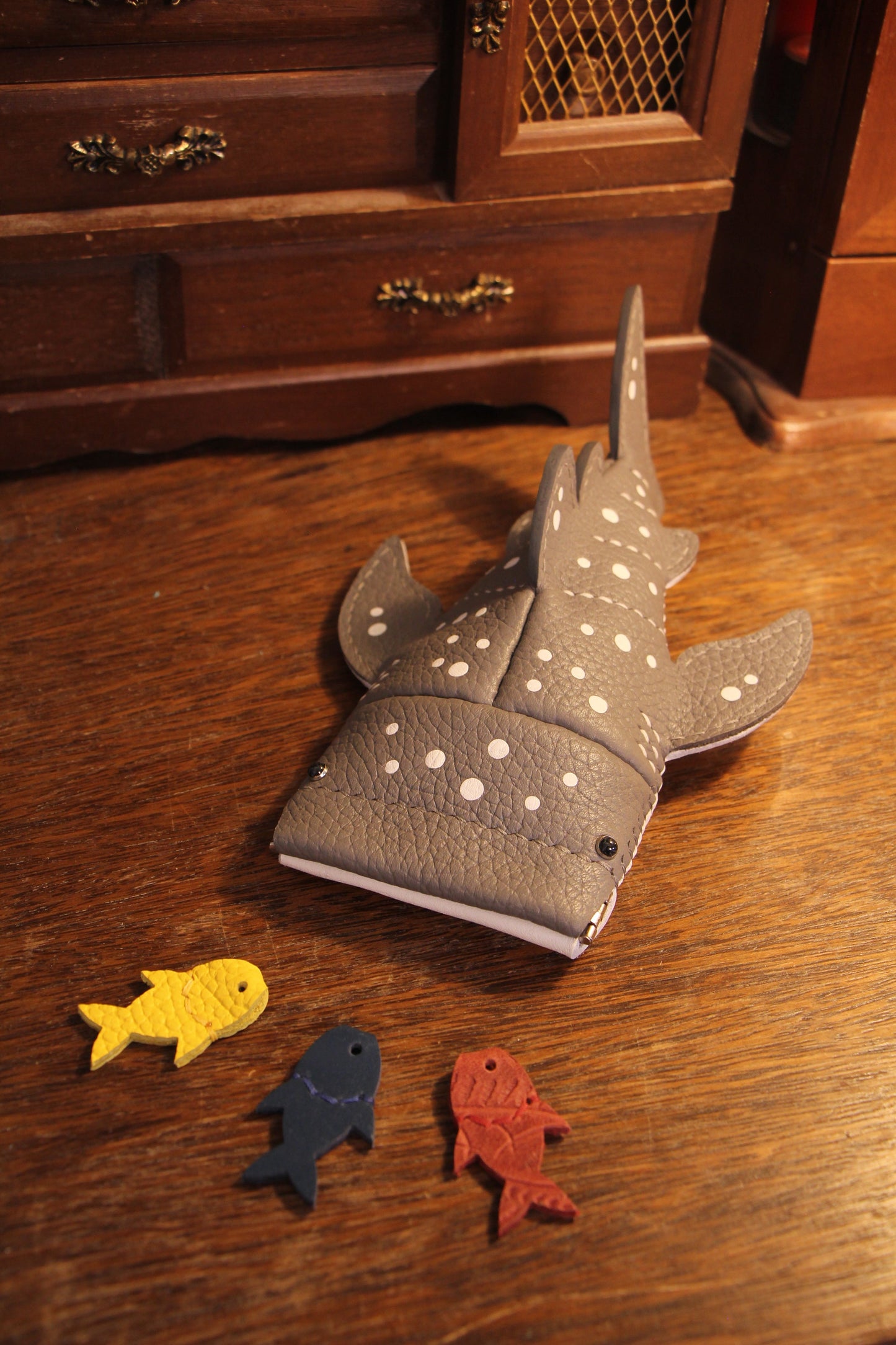Handmade Leather JUNIOR Whale Shark Key Pouch / Card Holder | Made-to-order 4-8 weeks lead time to ship from Canada