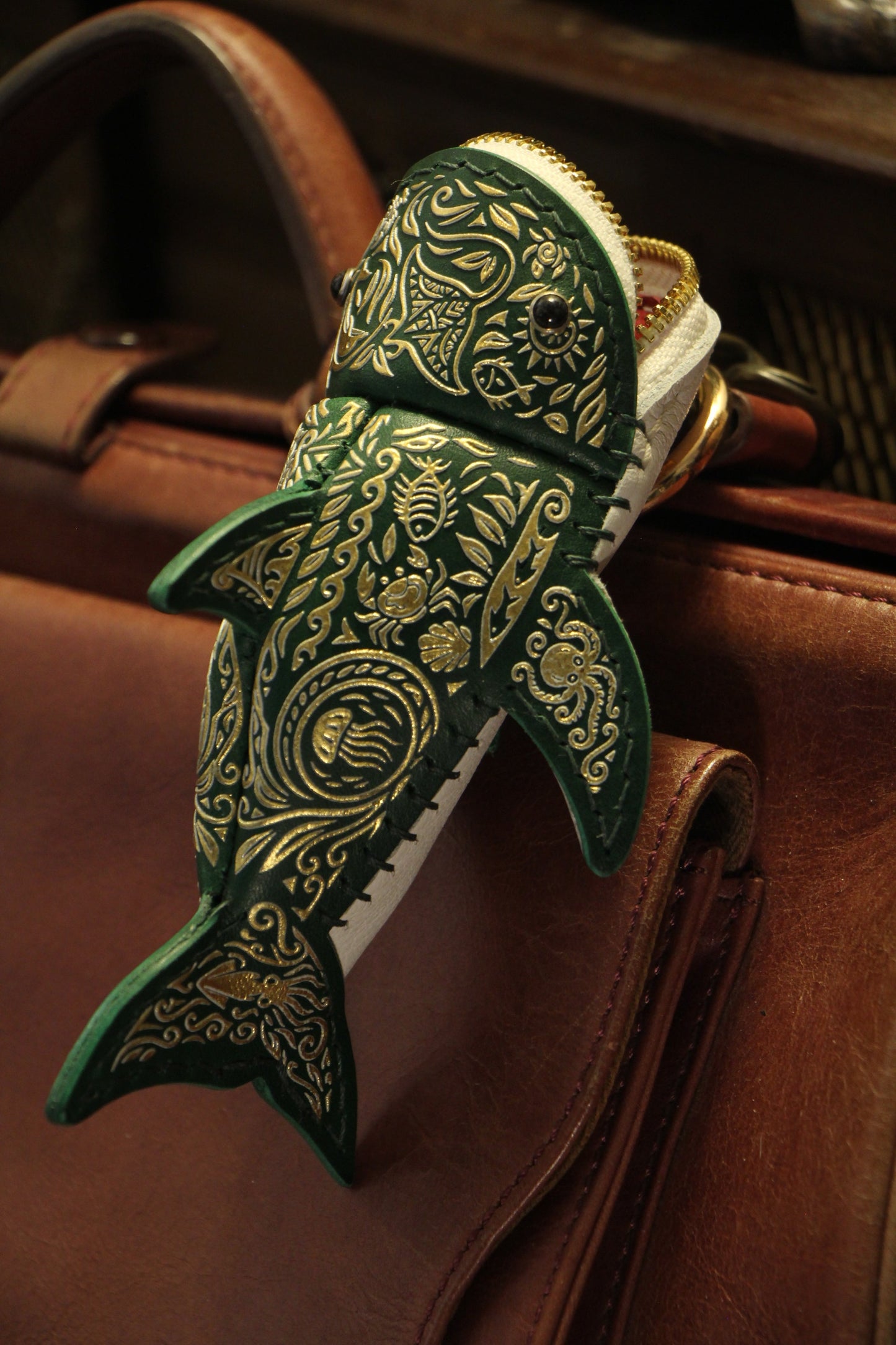 May 8 22:00 EDT Opens again  | Handmade Gilded Leather Shark Coin Purse | Made-to-order 4-8 weeks lead time to ship from Canada
