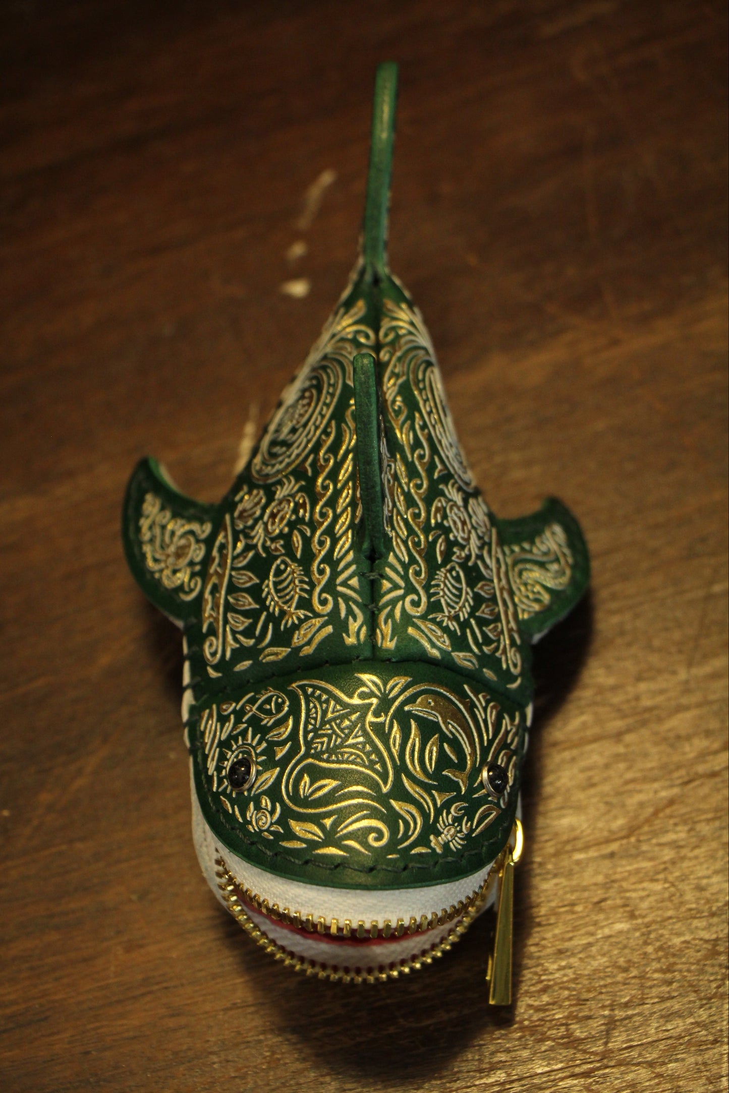 May 8 22:00 EDT Opens again  | Handmade Gilded Leather Shark Coin Purse | Made-to-order 4-8 weeks lead time to ship from Canada