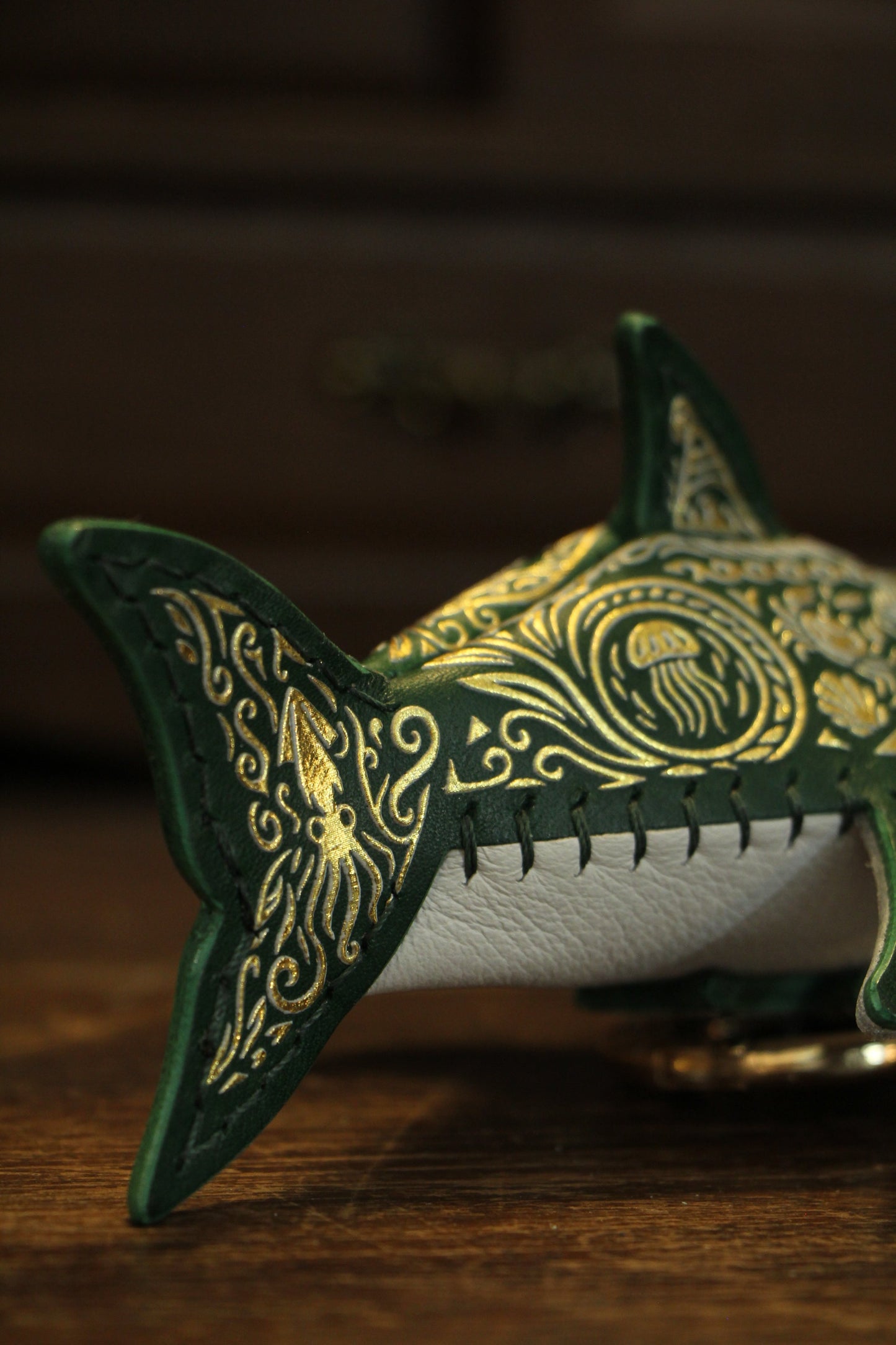 May 8 22:00 EDT Opens again  | Handmade Gilded Leather Shark Coin Purse | Made-to-order 4-8 weeks lead time to ship from Canada