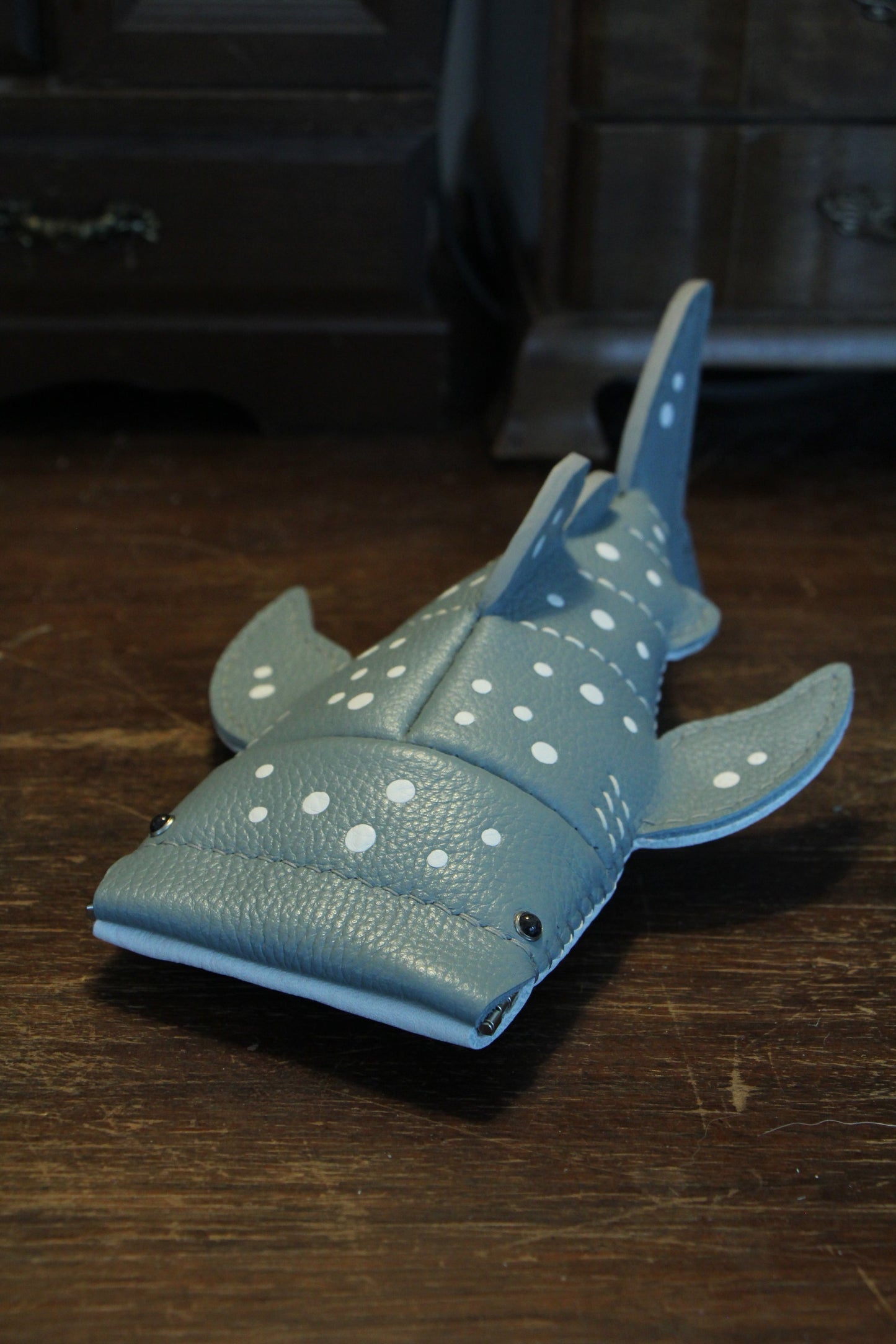 Handmade Leather JUNIOR Whale Shark Key Pouch / Card Holder | Made-to-order 4-6 weeks lead time to ship from Canada