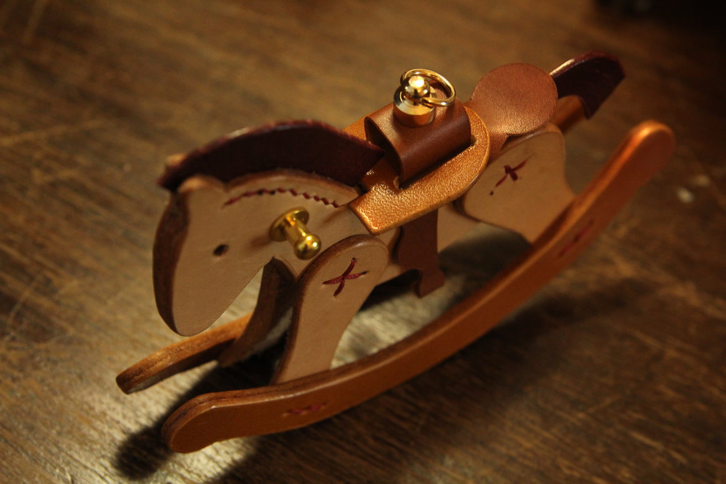 Handmade Leather Rocking Pony Ornament