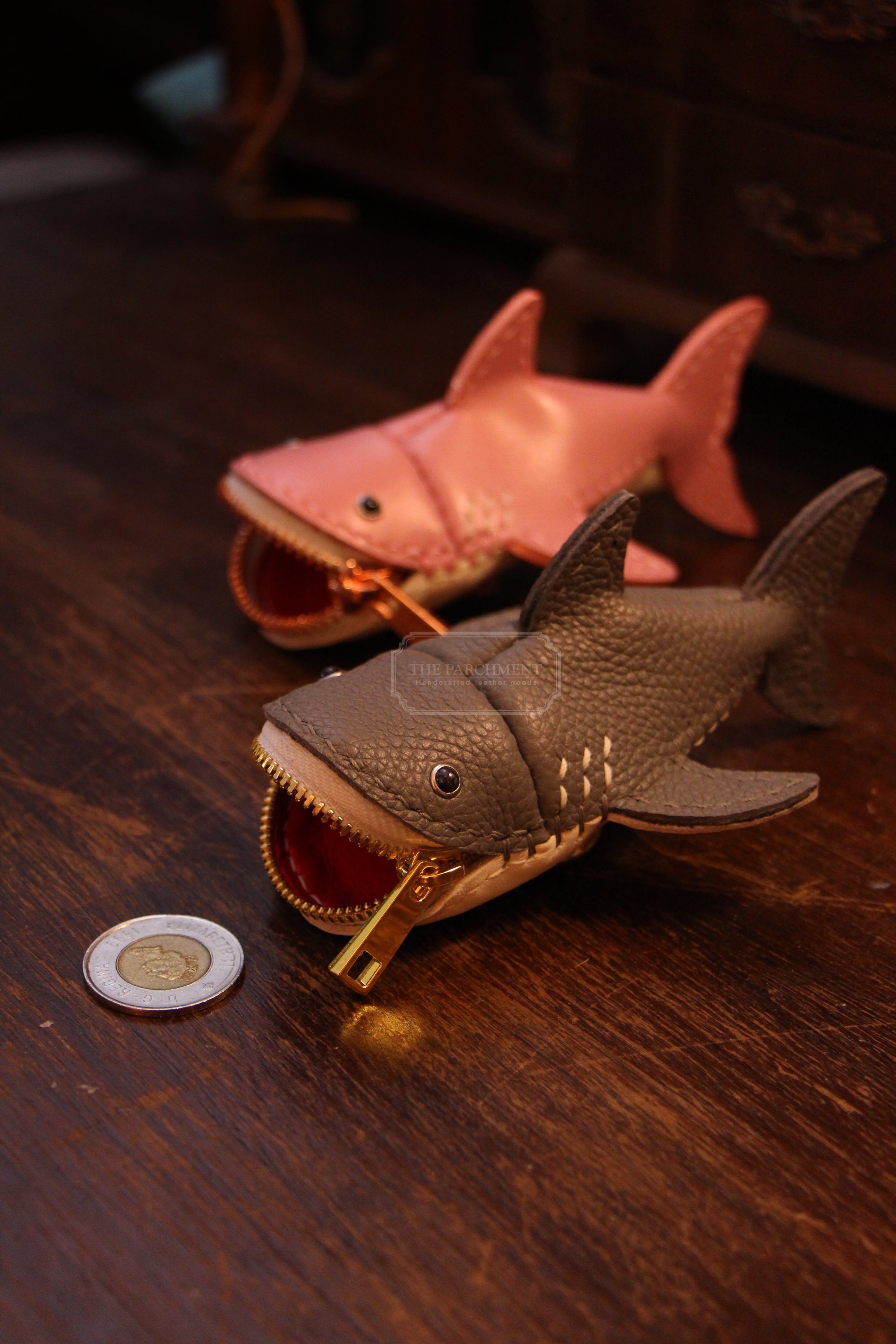 Handmade Leather Shark Coin Purse 90 DAYS PREORDER